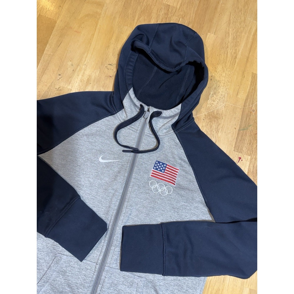 Nike Team USA 2014 Olympics Women's M Therma Fit Full Zip Hoodie Gray Navy
